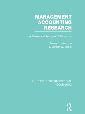 cover image of Management Accounting Research (RLE Accounting)